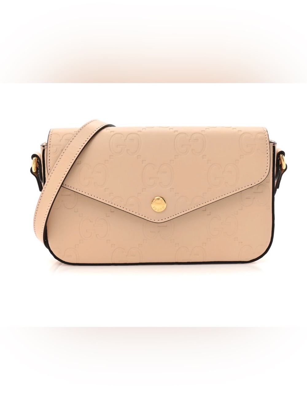 โจ GUCCI Calfskin GG Super Mini Shoulder Bag in Beige โจ